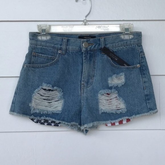 Forever 21 Pants - NWT Forever 21 High Rise American Flag Jean Shorts